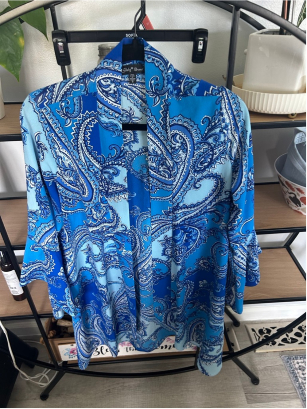 Women's Slinky Brand Blue Paisley Blouse S